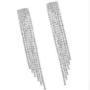 Rhinestone Waterfall Earrings Silver CZ Crystal Bride Bridal Party Event Wedding